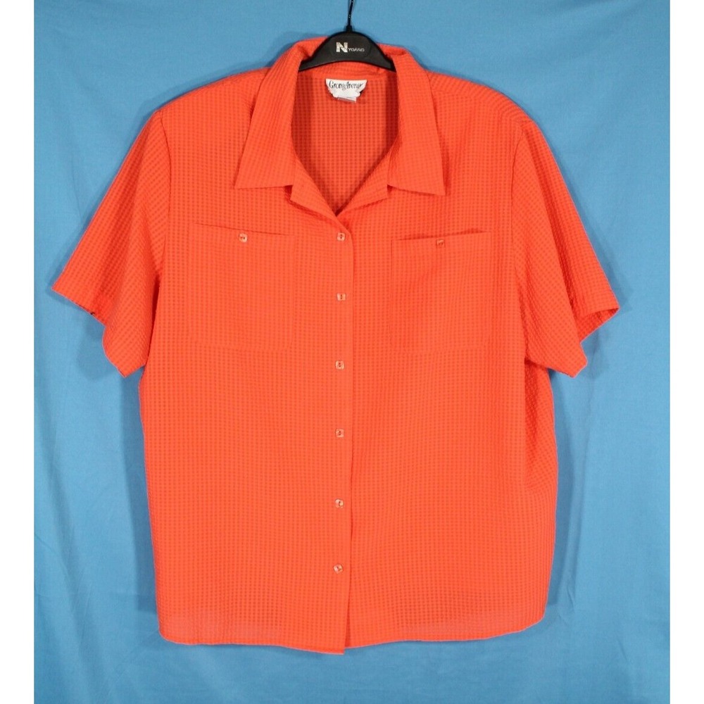 VTG GROVE AVENUE Lightweight TEXTURED TWILL Button-Up 2-POCKETS Shirt/Top Sz 20W